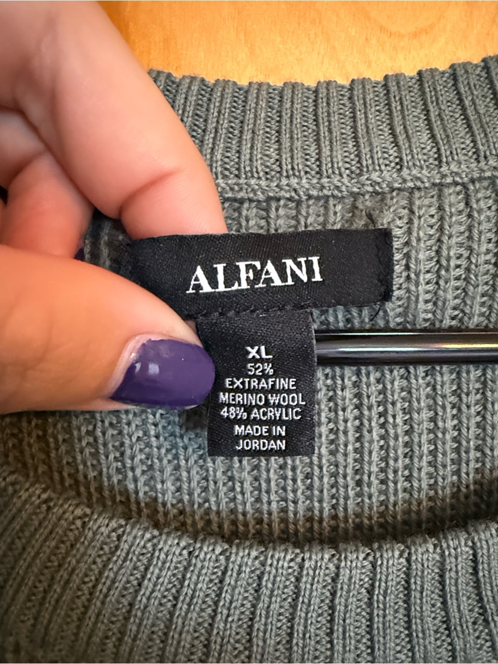 Alfani Men's Crewneck Sweater in Sage Green - Picture 3 of 4